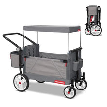 Load image into Gallery viewer, Radio Flyer Odyssey Collapsible Stroll N Wagon Folding Push and Pull Stroller Wagon with Removable Rear Storage Bag for Ages 1 to 3, Light Gray
