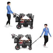 Load image into Gallery viewer, Radio Flyer Voya Stroller Wagon, 4 Seater Wagon Stroller for Kids with Low Sides, Baby Stroller Wagon, Quad Stroller
