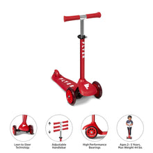 Load image into Gallery viewer, Radio Flyer Glider Jr., Radio Flyer Lean to Steer Toddler Scooter, Red, for Kids Ages 2-5 Years
