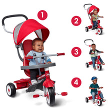 Load image into Gallery viewer, Radio Flyer EZ Fold 4 in 1 Stroll N Trike Versatile Infant Toddler Stroller Tricycle for Babies 9 Months to Children 5 Years Old, Red
