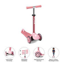 Load image into Gallery viewer, Radio Flyer Glider Jr., Radio Flyer Lean to Steer Toddler Scooter, Pink, for Kids Ages 2-5 Years
