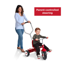 Load image into Gallery viewer, Radio Flyer Deluxe Steer and Stroll Kids Outdoor Recreation Bike Tricycle, Red
