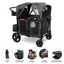 Load image into Gallery viewer, Radio Flyer Voya XT Quad Stroller Wagon, 4 Seater Wagon Stroller for Kids, Baby Stroller Wagon, Gray, Large
