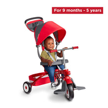 Load image into Gallery viewer, Radio Flyer Deluxe EZ Fold 4-in-1 Stroll &#39;N Trike, Red Tricycle, Toddler Bike
