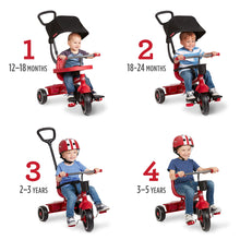 Load image into Gallery viewer, Radio Flyer Pedal &amp; Push 4-in-1 Stroll &#39; N Trike®, Red Tricycle, for Toddlers Ages 1-5 (Amazon Exclusive), Toddler Bike Large
