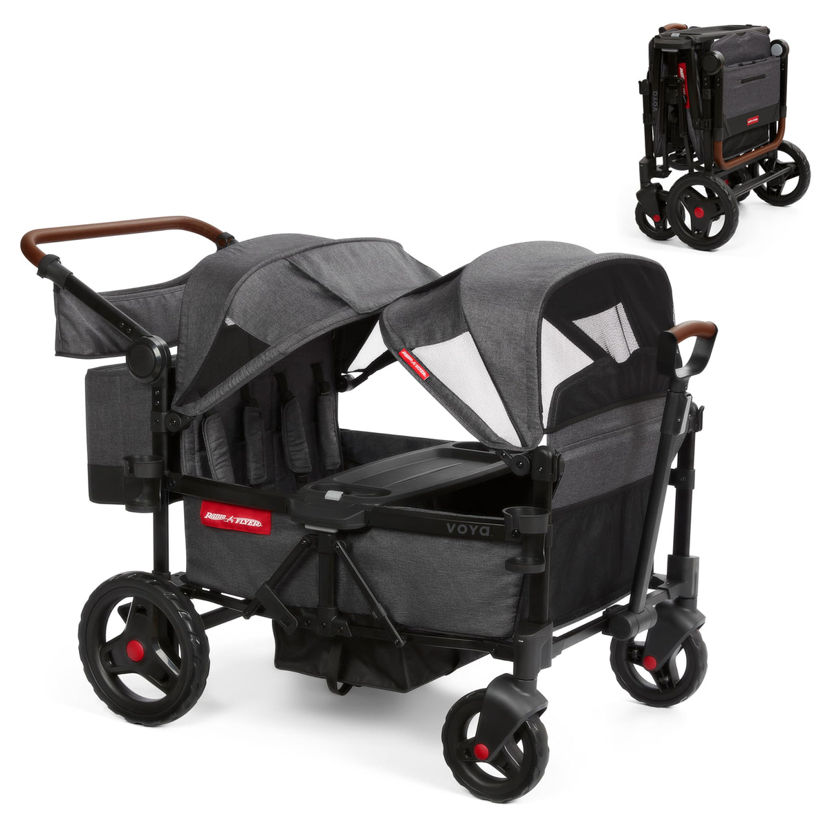 Radio Flyer Voya Stroller Wagon, 4 Seater Wagon Stroller for Kids with Low Sides, Baby Stroller Wagon, Quad Stroller