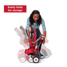 Load image into Gallery viewer, Radio Flyer Deluxe EZ Fold 4-in-1 Stroll &#39;N Trike, Red Tricycle, Toddler Bike
