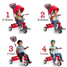 Load image into Gallery viewer, Radio Flyer Deluxe EZ Fold 4-in-1 Stroll &#39;N Trike, Red Tricycle, Toddler Bike
